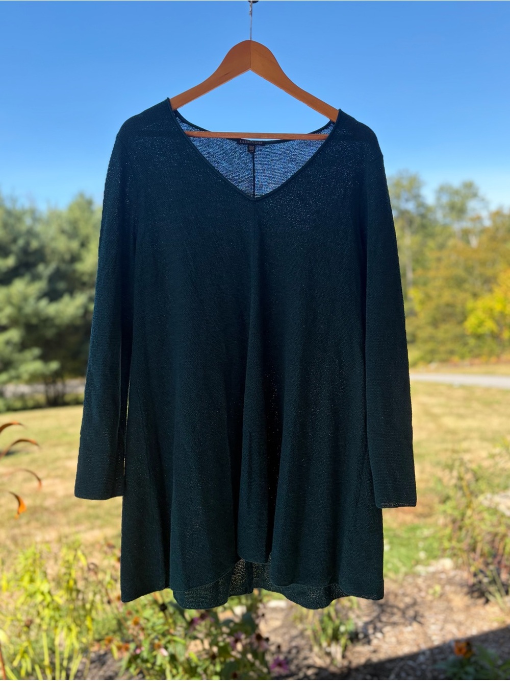 Women's V-Neck Long Sleeve Top Dark Green